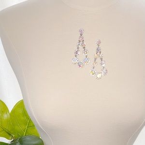 Silver-tone AB Crystal Chandelier Earrings